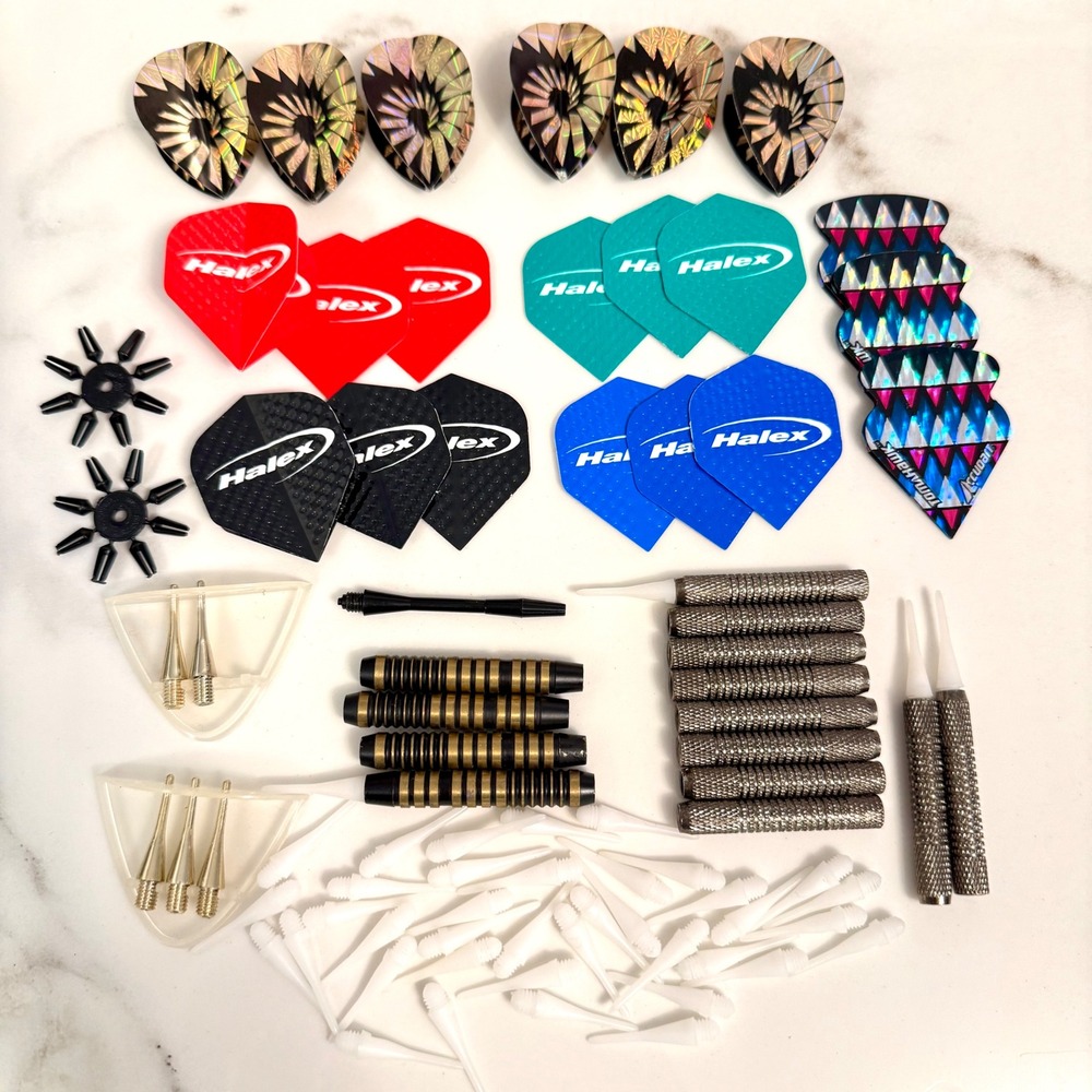 HALEX Competition Dart Set Mixed Lot Flights Barrels Tips Accessories